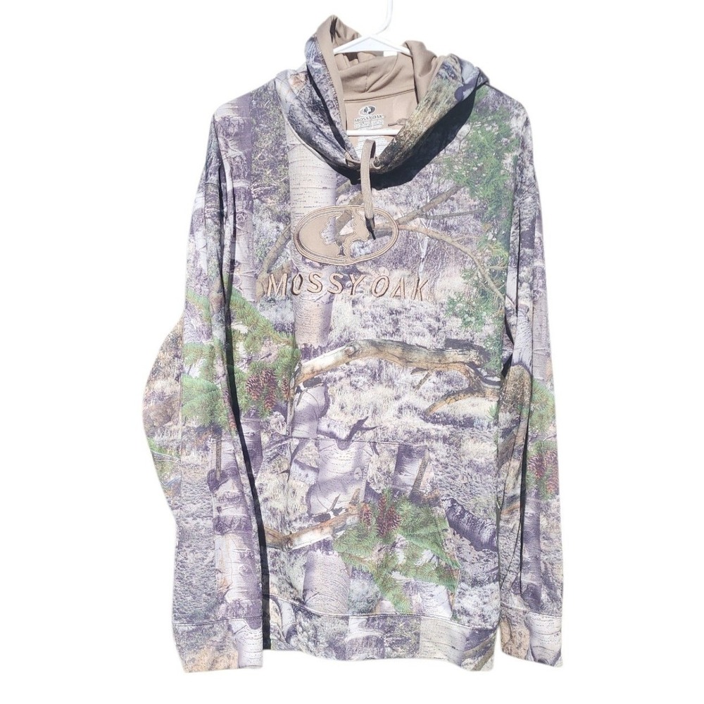 Mossy Oak Mens 2XL Camo Hoodie Performance Fleece Tree Camouflage Sweatshirt